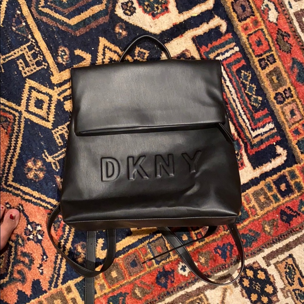 DKNY Black Leather Backpack